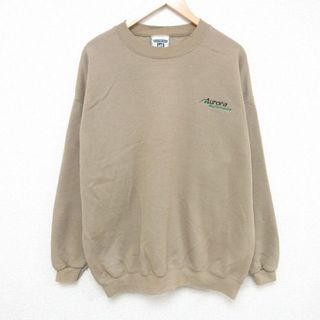 リー(Lee)のXL★古着 リー Lee 長袖 スウェット メンズ 00年代 00s Aurora 大きいサイズ クルーネック 薄茶 ブラウン 23dec07 中古 スエット トレーナー トップス(パーカー)