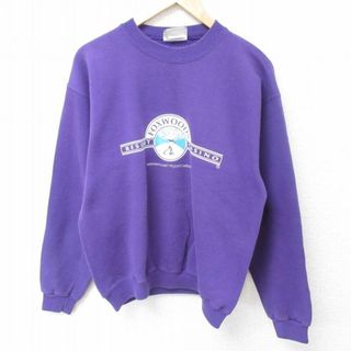 リー(Lee)のM★古着 リー Lee 長袖 スウェット メンズ 90年代 90s リゾートカジノ キツネ クルーネック USA製 紫 パープル 23dec07 中古 スエット トレーナー トップス(パーカー)