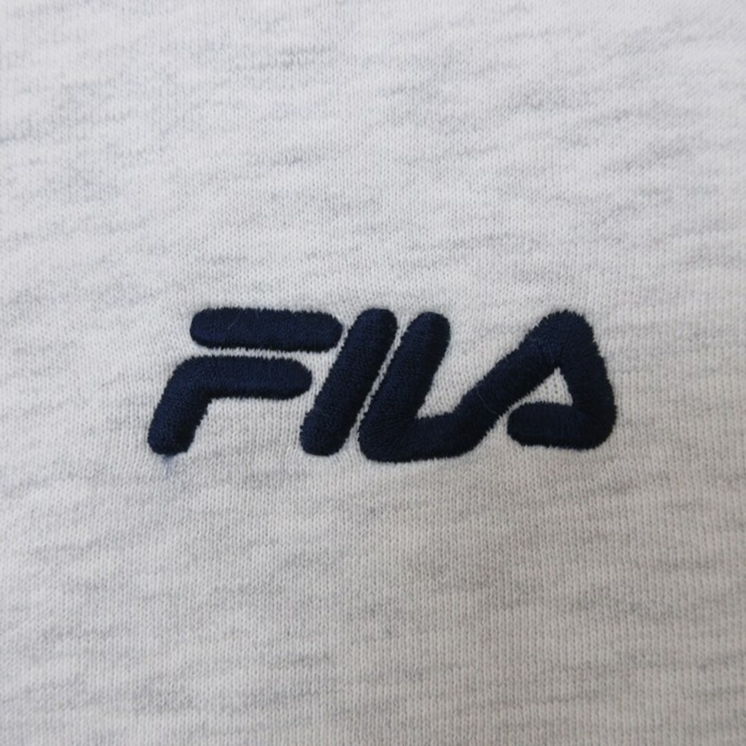 FILA(フィラ)のXL★古着 フィラ FILA 長袖 ブランド スウェット メンズ 90年代 90s ワンポイントロゴ 大きいサイズ クルーネック USA製 薄グレー 霜降り 23dec08 中古 スエット トレーナー トップス メンズのトップス(パーカー)の商品写真