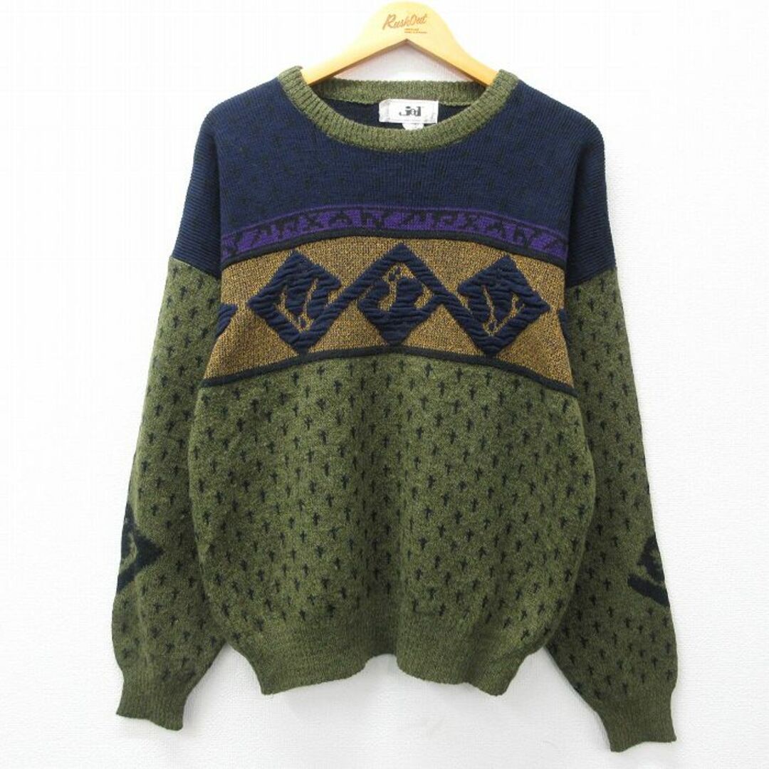 M☆古着 長袖 セーター メンズ 90年代 90s アクリル クルー M☆古着 長袖 セーター メンズ 90年代 90s アクリル クルー
