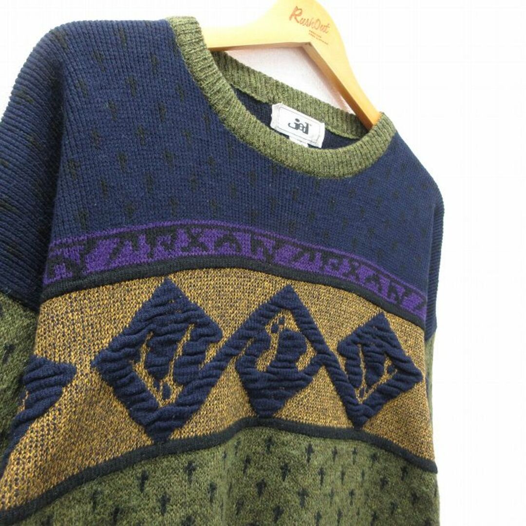 M☆古着 長袖 セーター メンズ 90年代 90s アクリル クルー M☆古着 長袖 セーター メンズ 90年代 90s アクリル クルー