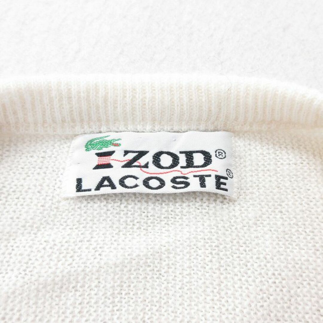 LACOSTE(ラコステ)のXL★古着 ラコステ LACOSTE 長袖 ブランド セーター メンズ 80年代 80s ワンポイントロゴ 大きいサイズ アクリル Vネック 白 ホワイト 23dec06 中古 ニット トップス メンズのトップス(ニット/セーター)の商品写真