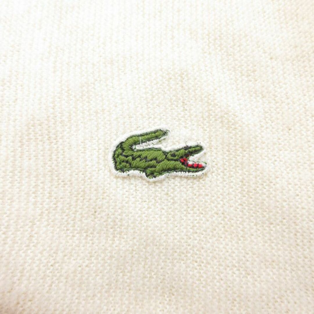 LACOSTE(ラコステ)のXL★古着 ラコステ LACOSTE 長袖 ブランド セーター メンズ 90年代 90s アクリル Vネック USA製 生成り 23dec06 中古 ニット トップス メンズのトップス(ニット/セーター)の商品写真