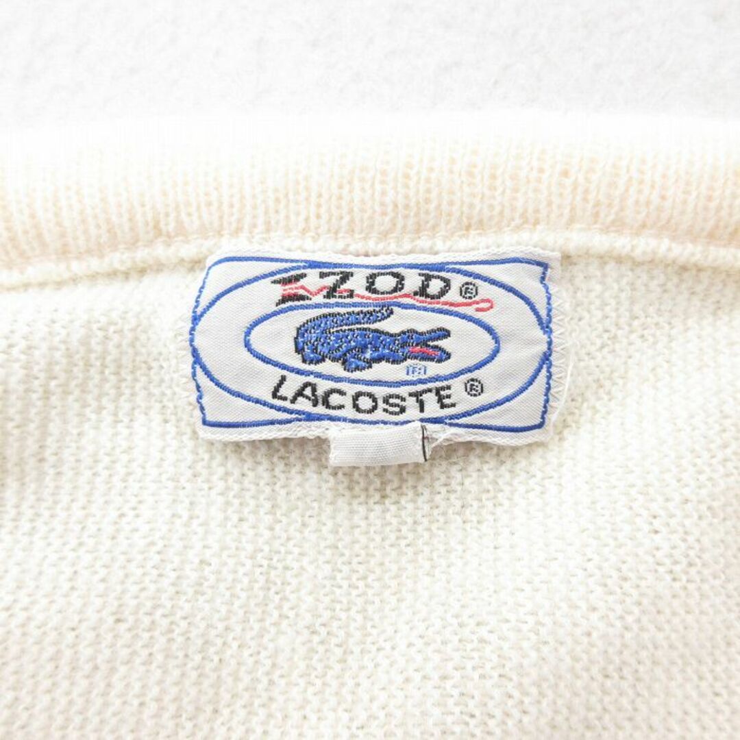 LACOSTE(ラコステ)のXL★古着 ラコステ LACOSTE 長袖 ブランド セーター メンズ 90年代 90s アクリル Vネック USA製 生成り 23dec06 中古 ニット トップス メンズのトップス(ニット/セーター)の商品写真