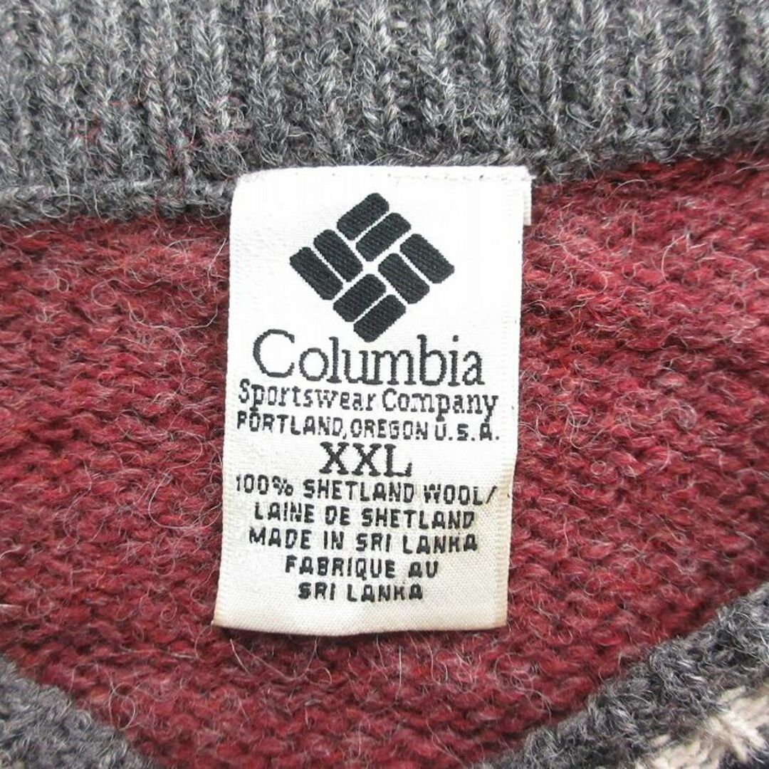 Columbia(コロンビア)のXL★古着 コロンビア COLUMBIA 長袖 セーター メンズ 90年代 90s 無地 大きいサイズ ロング丈 ウール Vネック エンジ系他 23dec09 中古 ニット トップス メンズのトップス(ニット/セーター)の商品写真