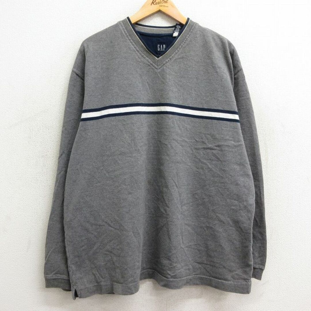 GAP(ギャップ)のXL★古着 ギャップ GAP 長袖 ビンテージ Tシャツ メンズ 00年代 00s 大きいサイズ クルーネック Vネック 濃グレー 霜降り他 23dec08 中古 メンズのトップス(Tシャツ/カットソー(半袖/袖なし))の商品写真