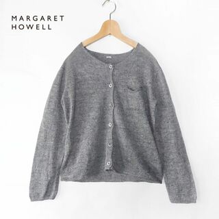 マーガレットハウエル(MARGARET HOWELL)の美品 マーガレットハウエル✨チビ胸ポケット リネンウール ニットカーディガン(カーディガン)