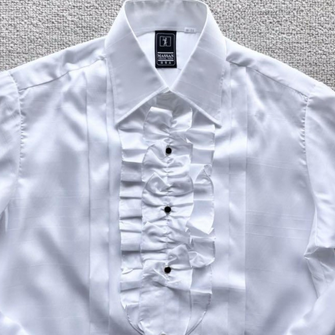White color frill design dress shirt メンズのトップス(シャツ)の商品写真
