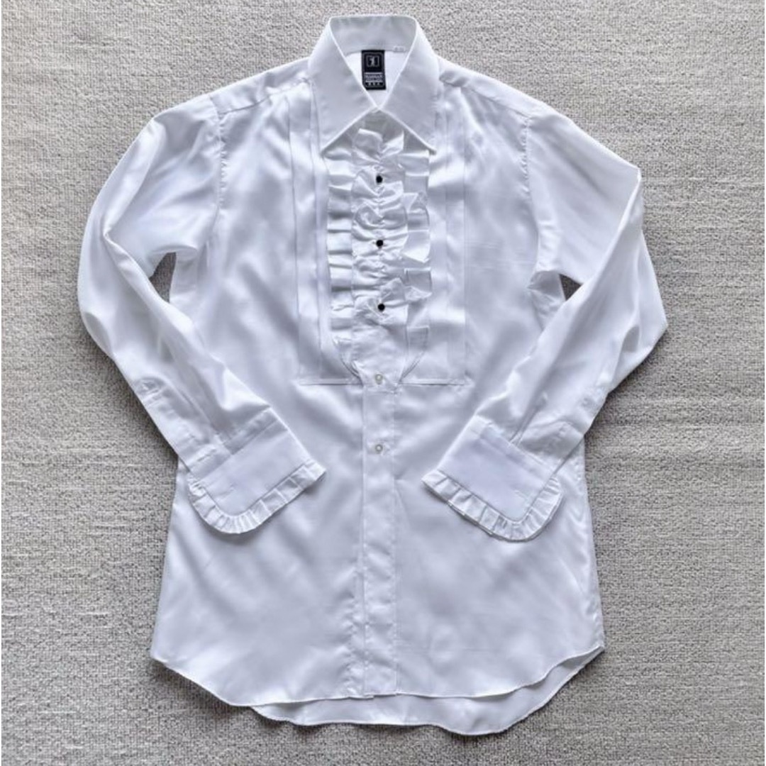 White color frill design dress shirt メンズのトップス(シャツ)の商品写真