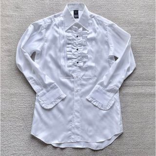 White color frill design dress shirt(シャツ)