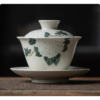 中国茶器　蓋碗　女性ぴったり　草木灰　紫陽花　大特価(食器)