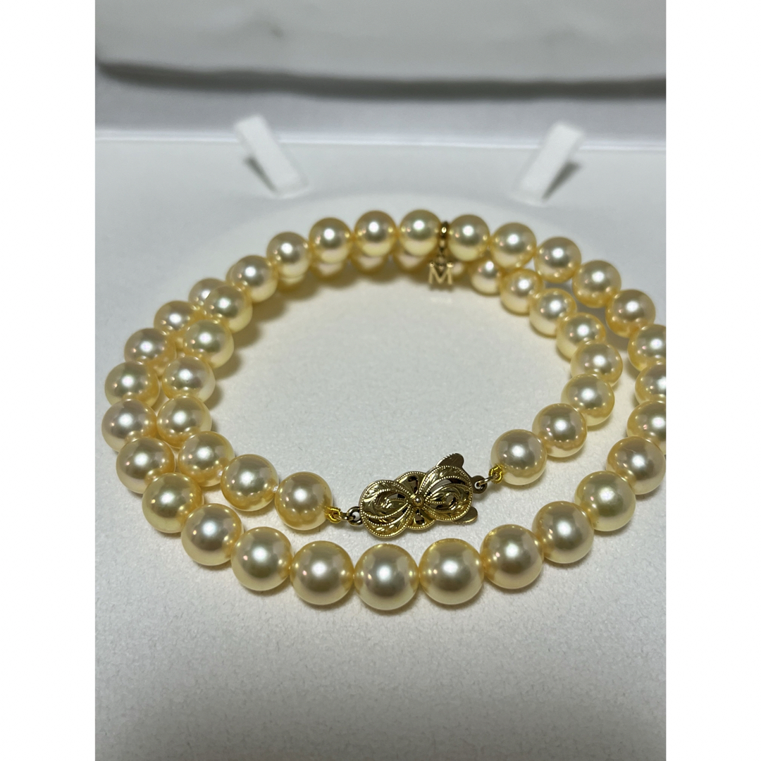 MIKIMOTO(ミキモト)の希少！　ミキモト　ゴールデンあこや　パールネックレス　K18  8〜8.5㎜ レディースのアクセサリー(ネックレス)の商品写真