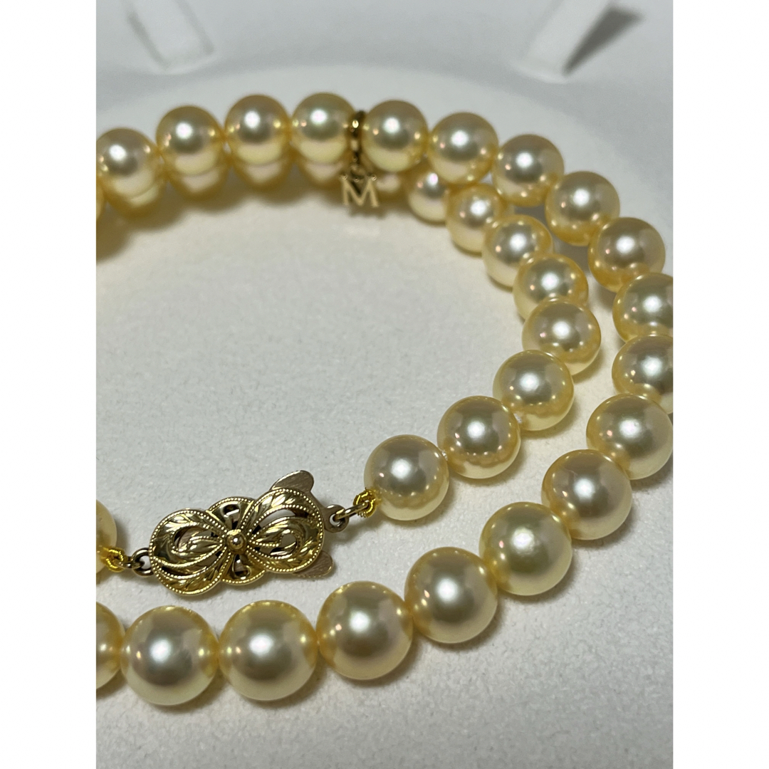 MIKIMOTO(ミキモト)の希少！　ミキモト　ゴールデンあこや　パールネックレス　K18  8〜8.5㎜ レディースのアクセサリー(ネックレス)の商品写真