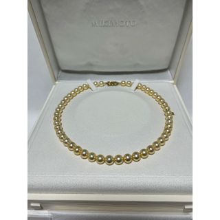 ミキモト(MIKIMOTO)の希少！　ミキモト　ゴールデンあこや　パールネックレス　K18  8〜8.5㎜(ネックレス)