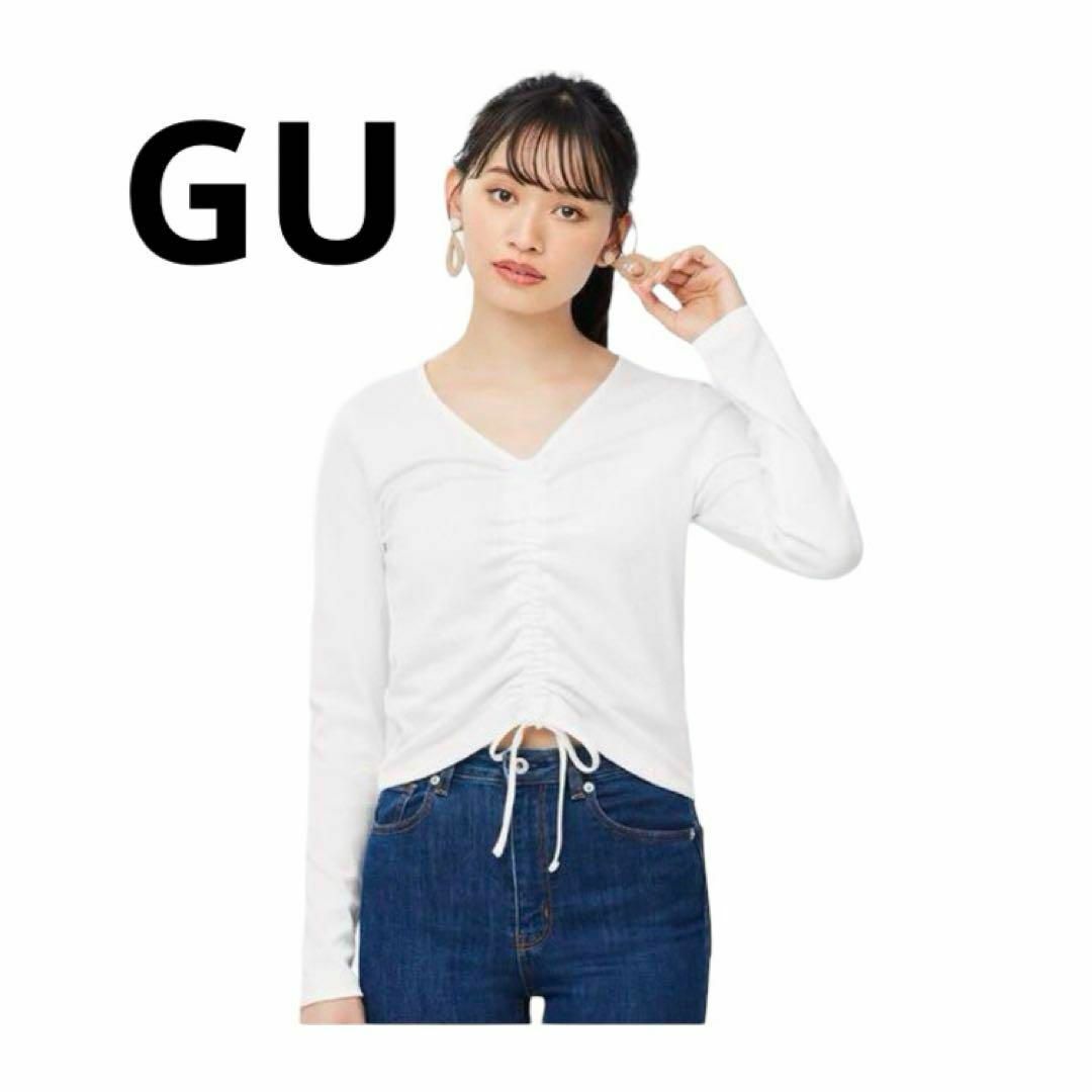 GU(ジーユー)のGU トップス　フロントドローストリング　レディース　Mサイズ　ヘソ出し レディースのトップス(シャツ/ブラウス(長袖/七分))の商品写真