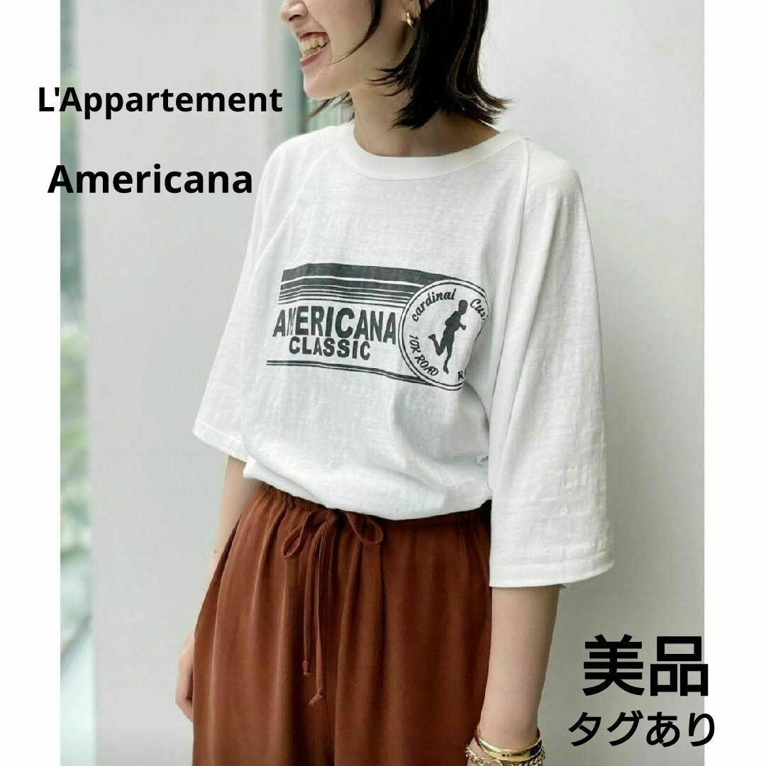 L'Appartement DEUXIEME CLASSE(アパルトモンドゥーズィエムクラス)のアパルトモン Americana アメリカーナ Half Sleeve Ｔシャツ レディースのトップス(カットソー(長袖/七分))の商品写真