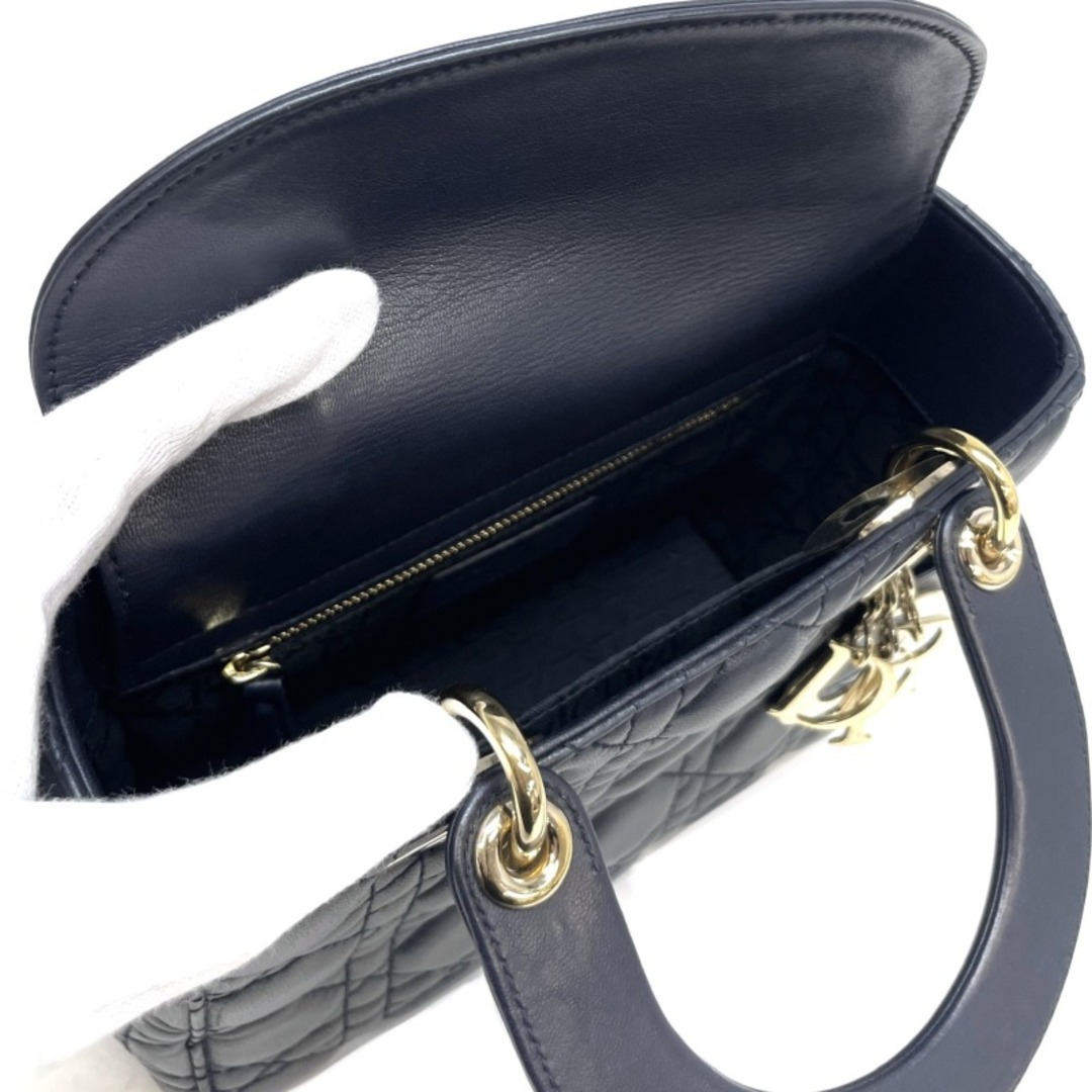 Christian Dior(クリスチャンディオール)のクリスチャンディオール レディディオール スモール ラムスキン バッグ トートバッグ ショルダーバッグ ネイビー レディースのバッグ(トートバッグ)の商品写真