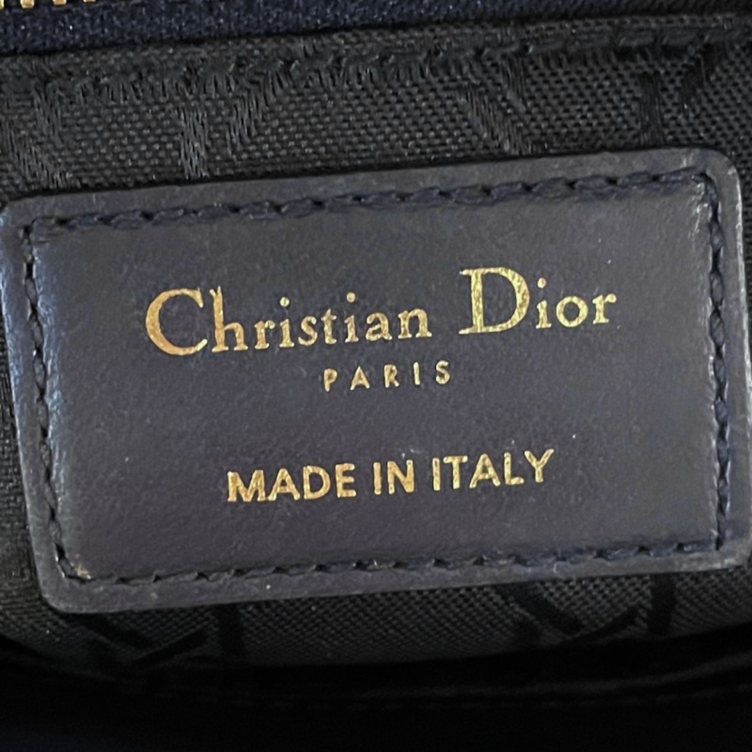 Christian Dior(クリスチャンディオール)のクリスチャンディオール レディディオール スモール ラムスキン バッグ トートバッグ ショルダーバッグ ネイビー レディースのバッグ(トートバッグ)の商品写真