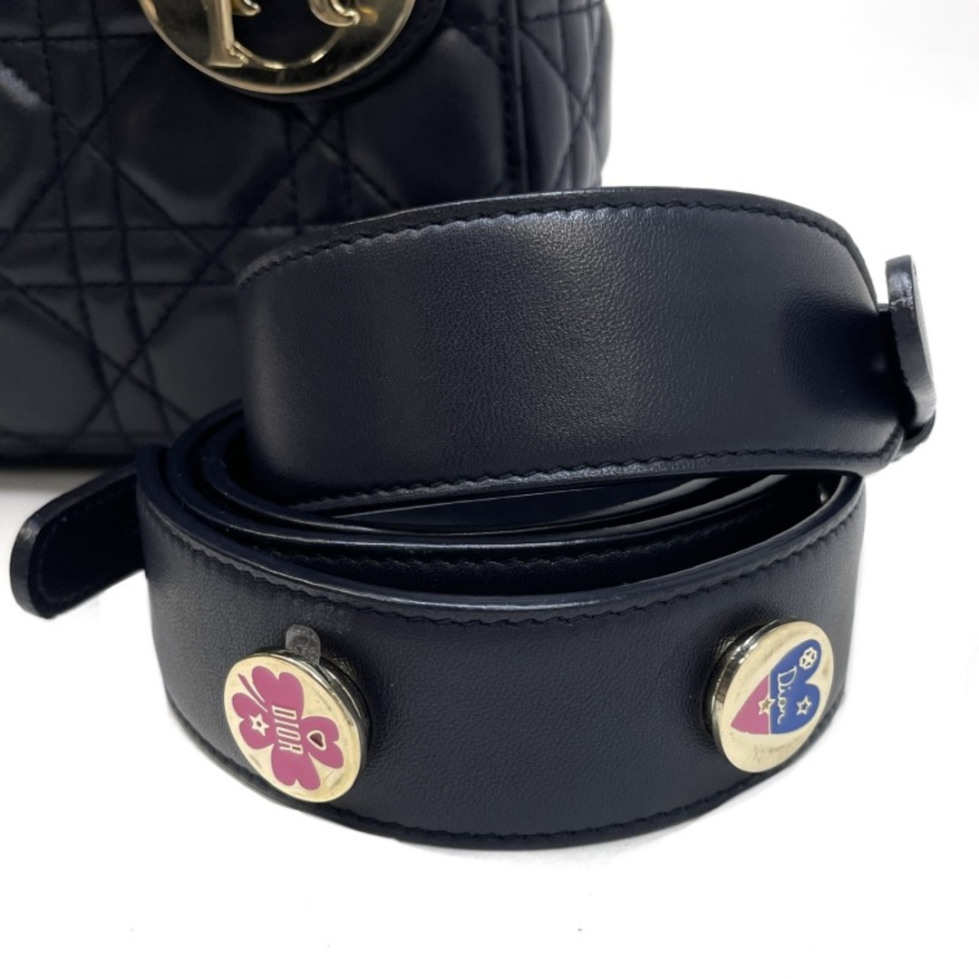 Christian Dior(クリスチャンディオール)のクリスチャンディオール レディディオール スモール ラムスキン バッグ トートバッグ ショルダーバッグ ネイビー レディースのバッグ(トートバッグ)の商品写真