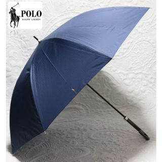 ポロラルフローレン(POLO RALPH LAUREN)の新品【ポロラルフローレン】ストライプ 大寸70㎝ ジャンプ式 耐風傘 ネイビー(傘)