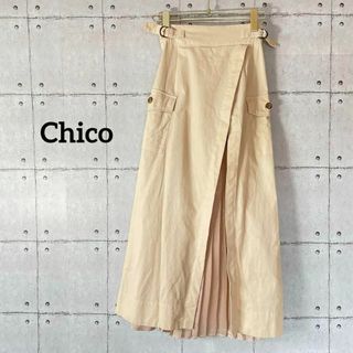 who's who Chico - 305 フーズフーチコ ラップ風ミリタリースカート プリーツ ドッキング マキシ