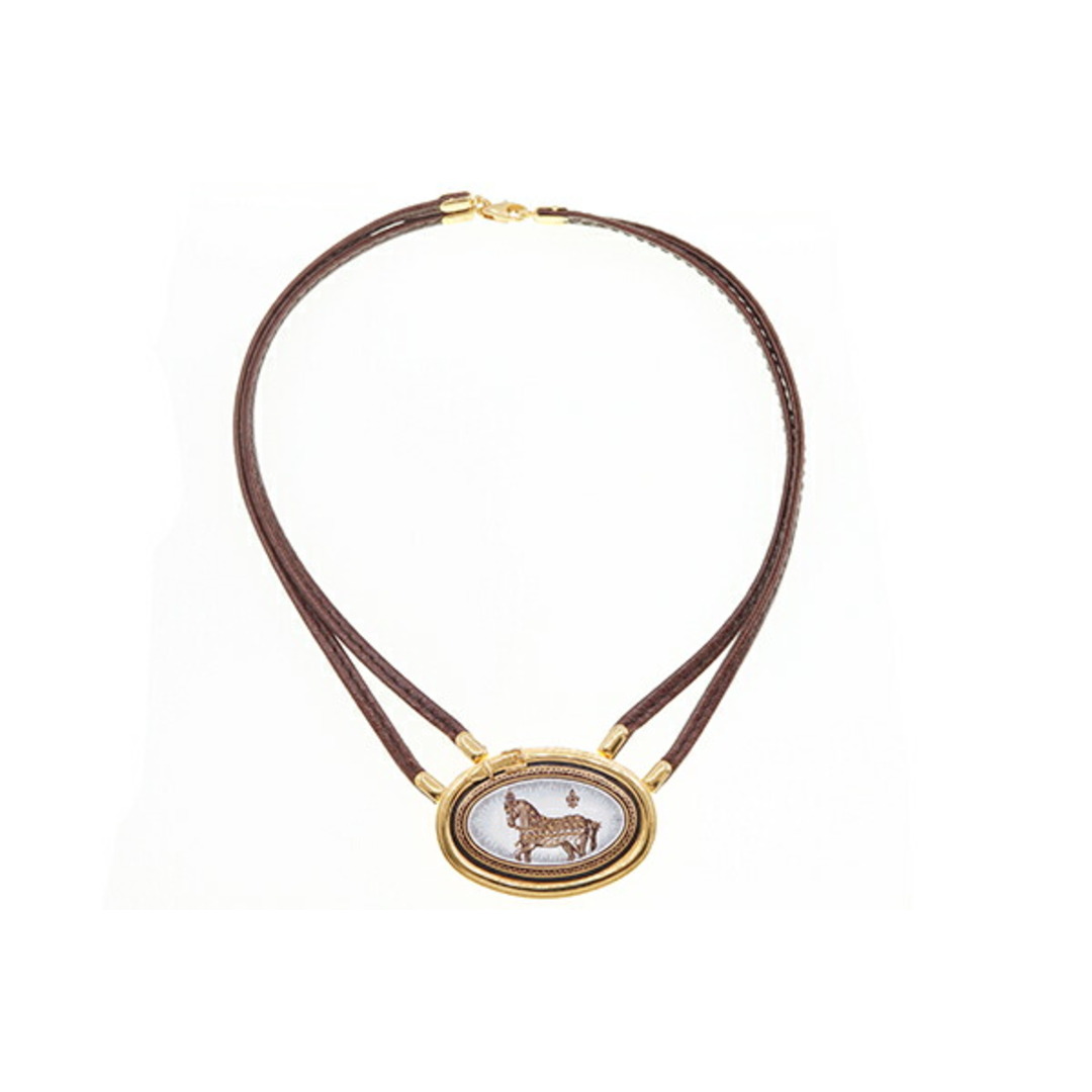 Hermes(エルメス)の エルメス ネックレス エマイユ ブラウン ゴールド金具 メンズのアクセサリー(ネックレス)の商品写真