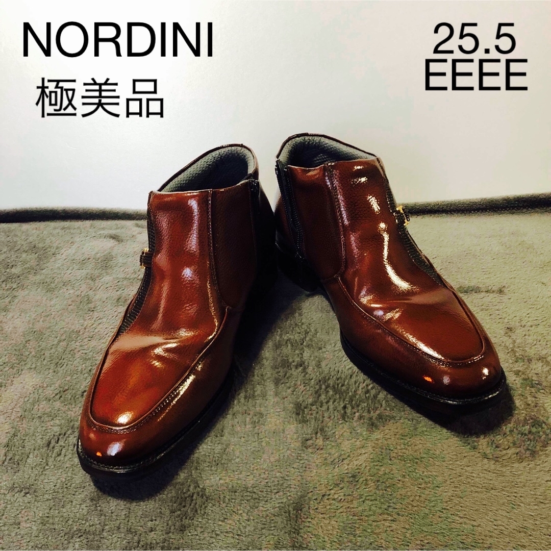 極美品NORDINI サイドファスナーブーツ　ブラウン メンズの靴/シューズ(ブーツ)の商品写真