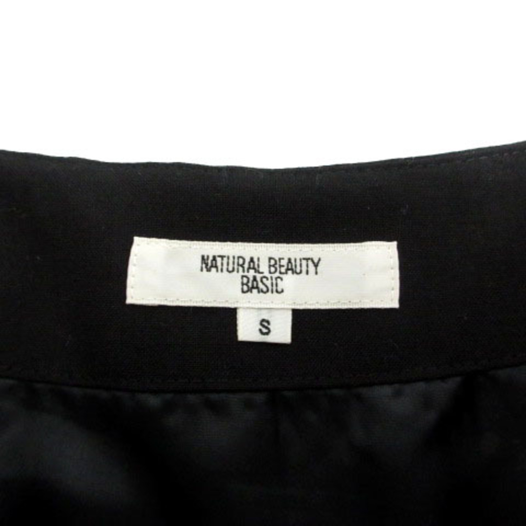 NATURAL BEAUTY BASIC(ナチュラルビューティーベーシック)のナチュラルビューティーベーシック スカート タック ミディ丈 ウール混 黒 S レディースのスカート(ひざ丈スカート)の商品写真