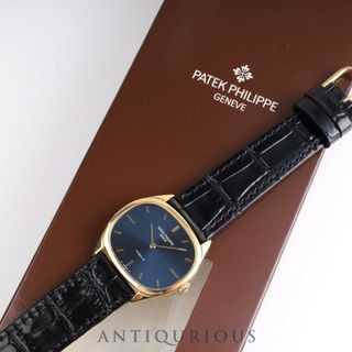 PATEK PHILIPPE - PATEK・PHILIPPE パテック・フィリップ GOLDEN ELLIPSE ゴールデンエリプス 3545J GBELIN ダブルネーム 手巻き Cal.23-300PM YG 革 ブルー文字盤 紙箱