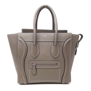 celine - セリーヌ ラゲージ マイクロ ドラムドカーフスキン バッグ トートバッグ グレー スリ