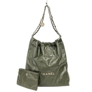 シャネル(CHANEL)の　シャネル CHANEL CHANEL22 ラージ ハンドバッグ AS3262 カーキ シルバー金具 シャイニーカーフ レディース ショルダーバッグ(ショルダーバッグ)