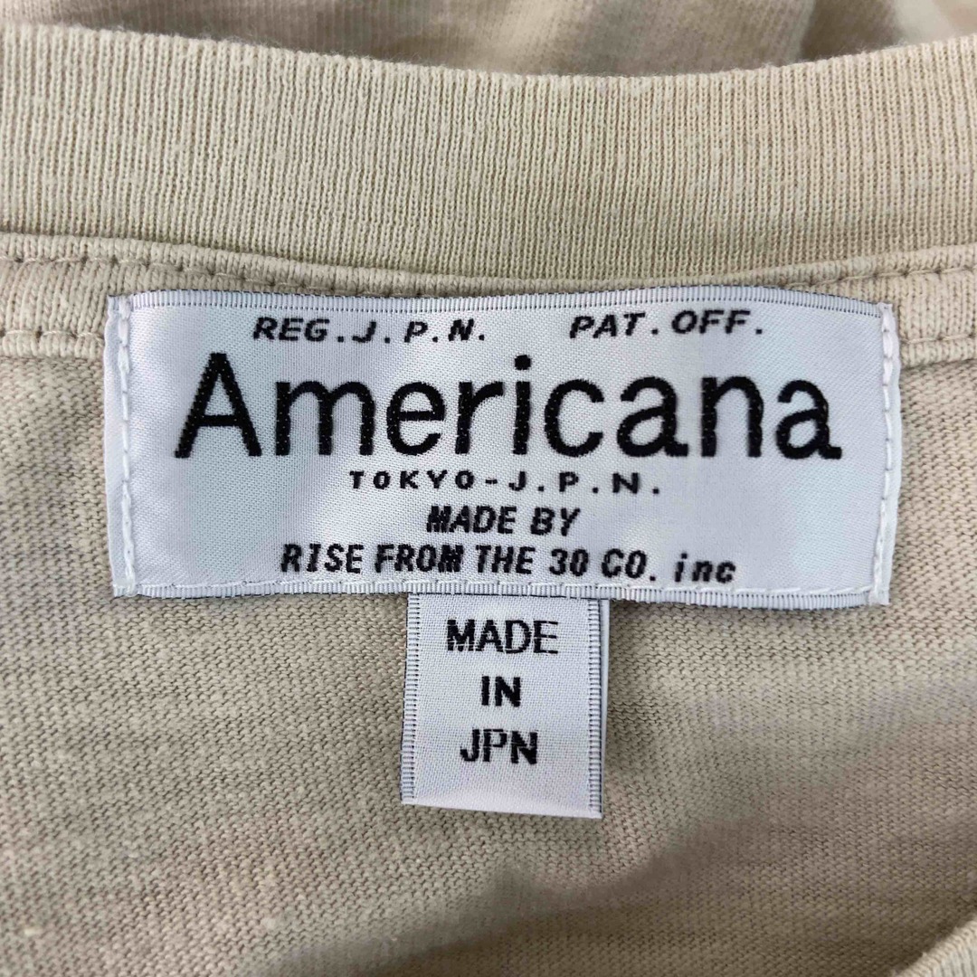 AMERICANA(アメリカーナ)のAmericana アメリカーナ レディース プリントTシャツ　長袖　ロンT　カットソー　ベージュ　日本製 レディースのトップス(カットソー(長袖/七分))の商品写真