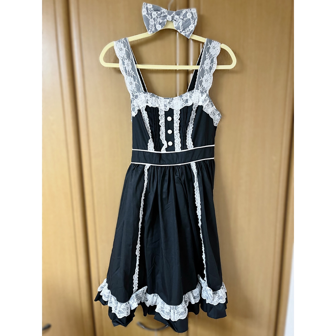 BODYLINE(ボディライン)のラッセル透けレースジャンパースカート　BODYLINE レディースのワンピース(ひざ丈ワンピース)の商品写真