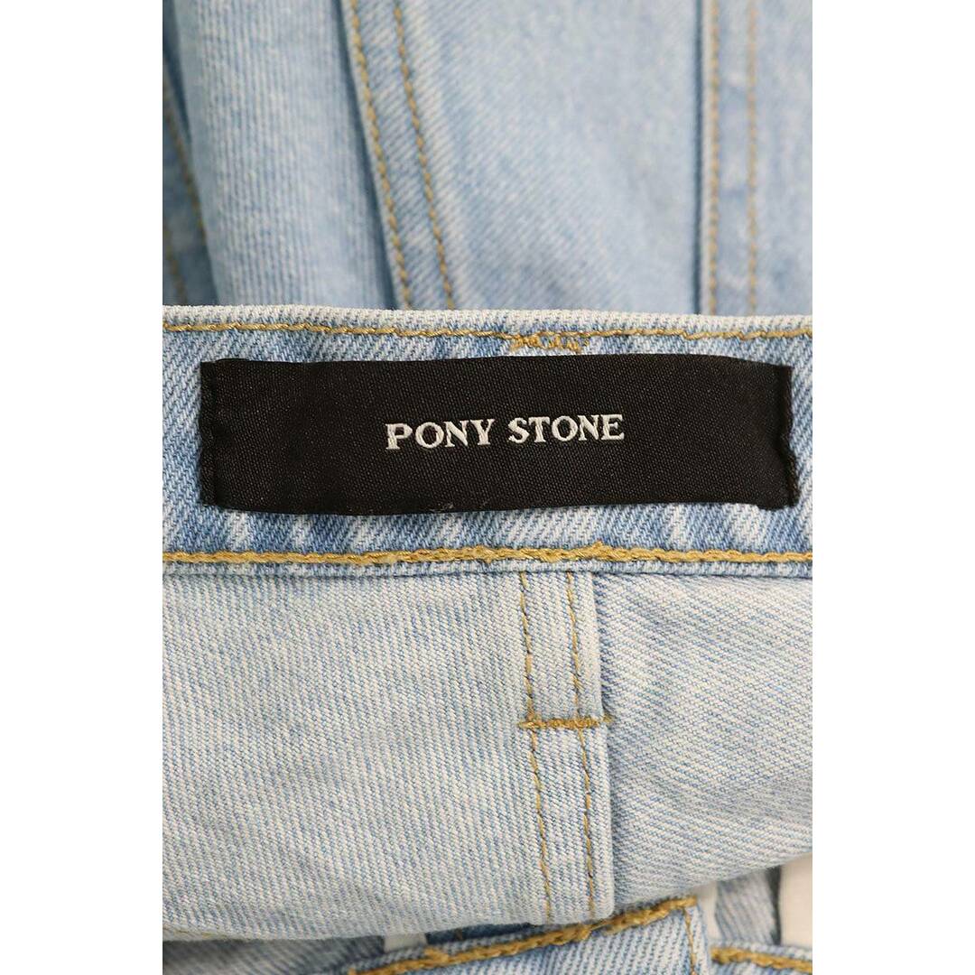 ポニーストーン PONY STONE クラッシュデニムショートパンツ レディース L レディースのパンツ(ショートパンツ)の商品写真