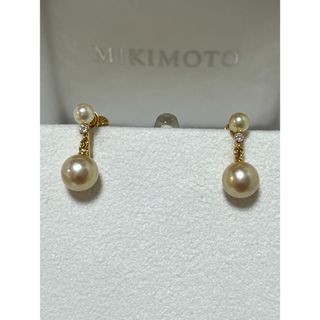 ミキモト(MIKIMOTO)のミキモト　K18  4.2〜7.4㎜　ゴールデンあこや×ダイヤ　イヤリング(イヤリング)