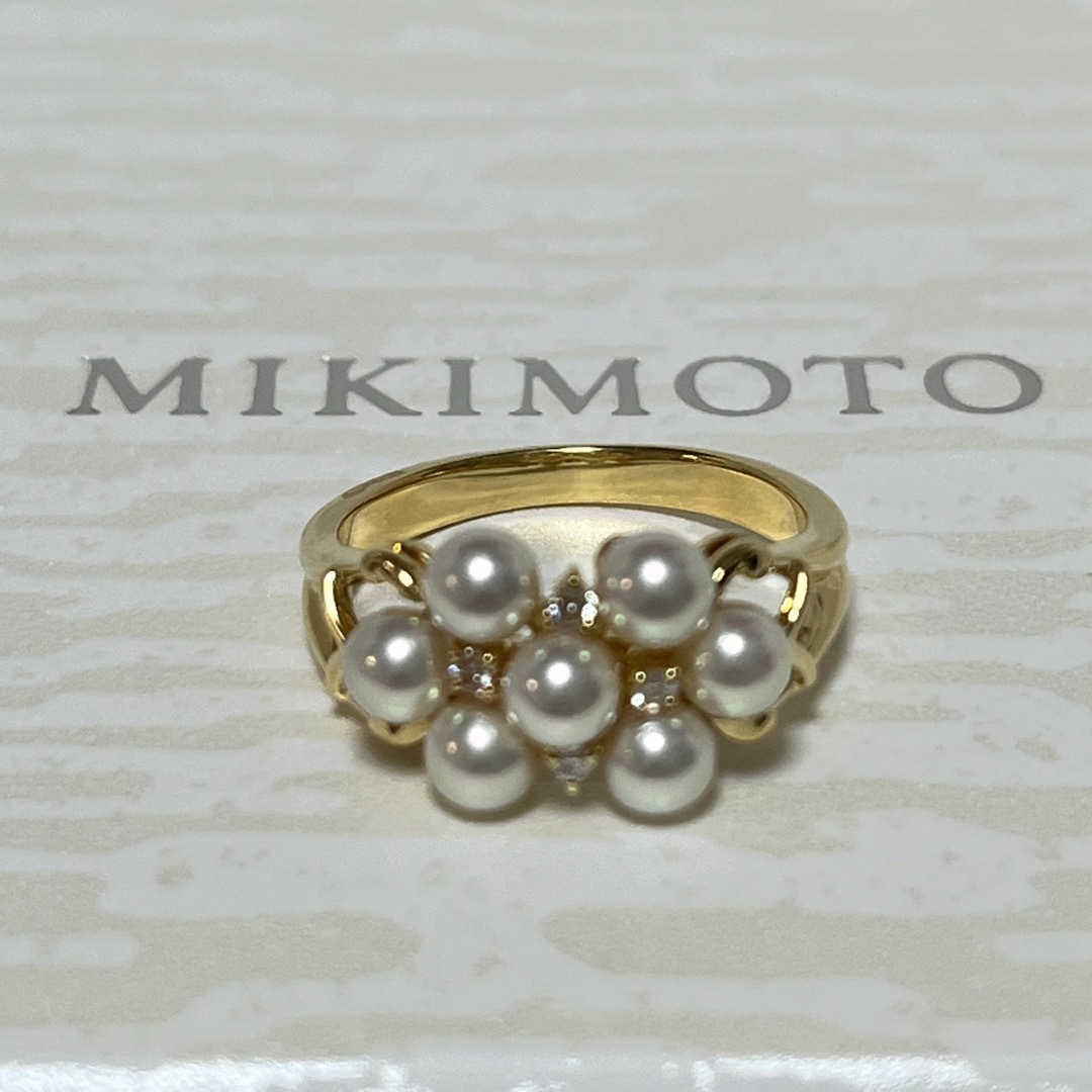 MIKIMOTO(ミキモト)のミキモト　k18 3.7㎜　ベビーパール×ダイヤリング　付属品付き美品 レディースのアクセサリー(リング(指輪))の商品写真