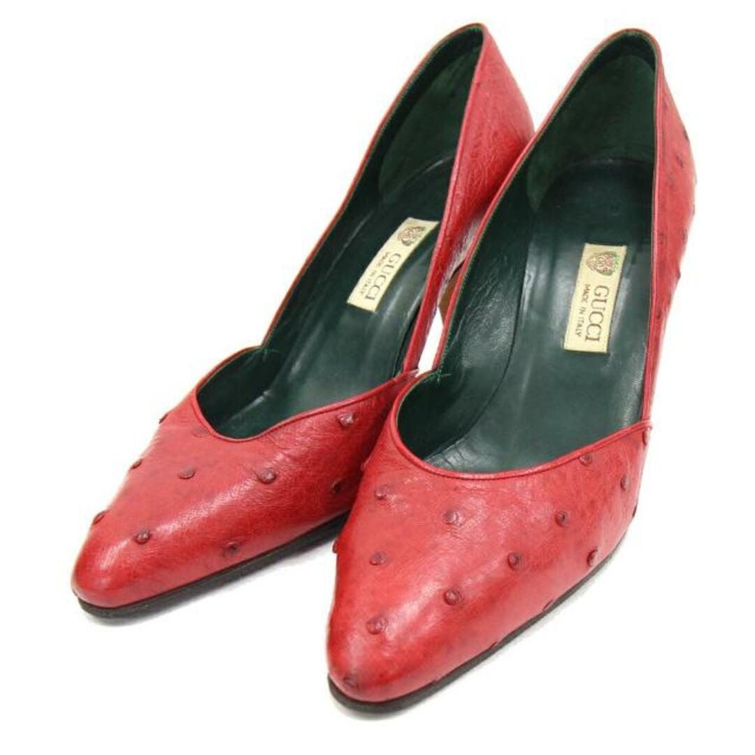 Gucci(グッチ)の グッチ パンプス レッド オーストリッチ サイズ36 赤 レディースの靴/シューズ(ハイヒール/パンプス)の商品写真