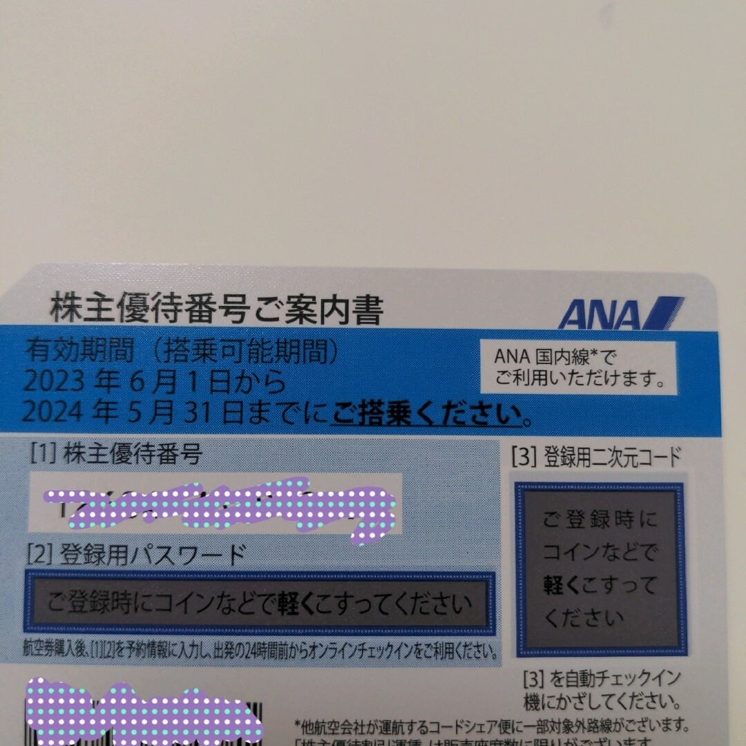 ANA(全日本空輸)(エーエヌエー(ゼンニッポンクウユ))のANA株主優待券×2枚　 全日空 チケットの施設利用券(その他)の商品写真