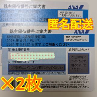 エーエヌエー(ゼンニッポンクウユ)(ANA(全日本空輸))のANA株主優待券×2枚　 全日空(その他)