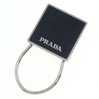 プラダ(PRADA)の プラダ キーホルダー M715 ブラック シルバー 中古(キーホルダー)