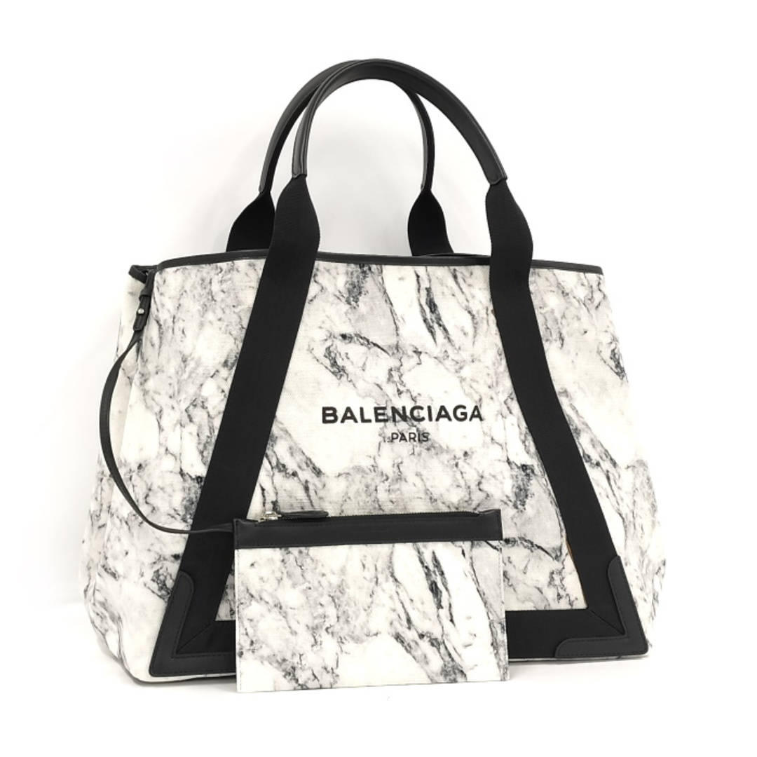 BALENCIAGA トートバッグ ネイビー カバス M ロゴ ポーチ付き | フリマアプリ ラクマ