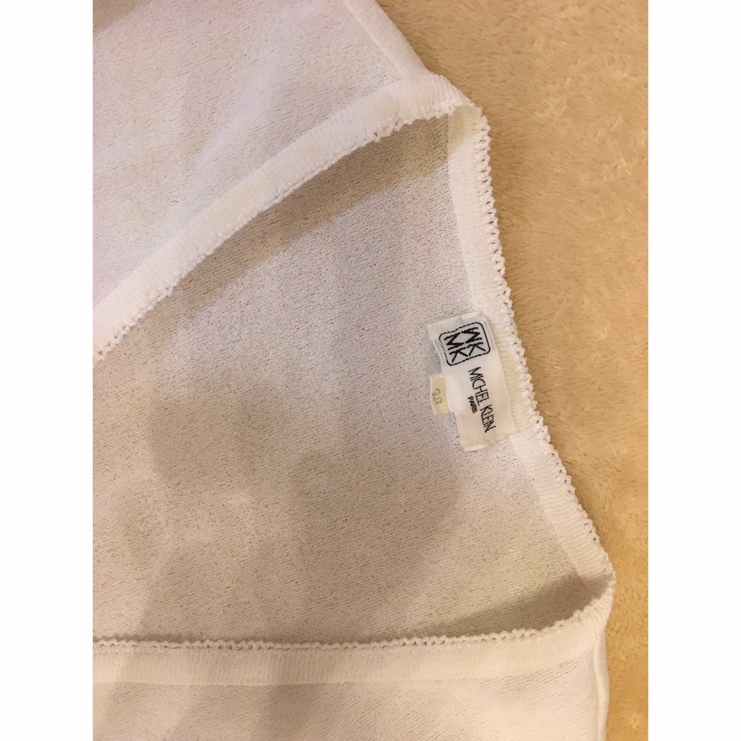 MICHEL KLEIN(ミッシェルクラン)のMICHEL KLEIN ３８　カーディガン　ホワイト　七分袖　裾フリル　M レディースのトップス(カーディガン)の商品写真