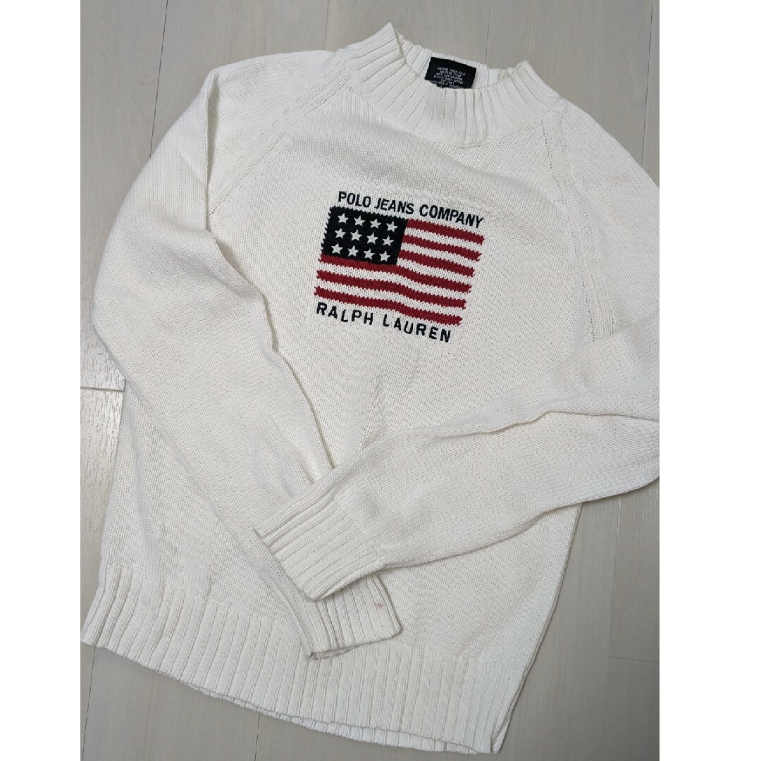 POLO RALPH LAUREN(ポロラルフローレン)のPOLO 白ニット used レディースのトップス(ニット/セーター)の商品写真