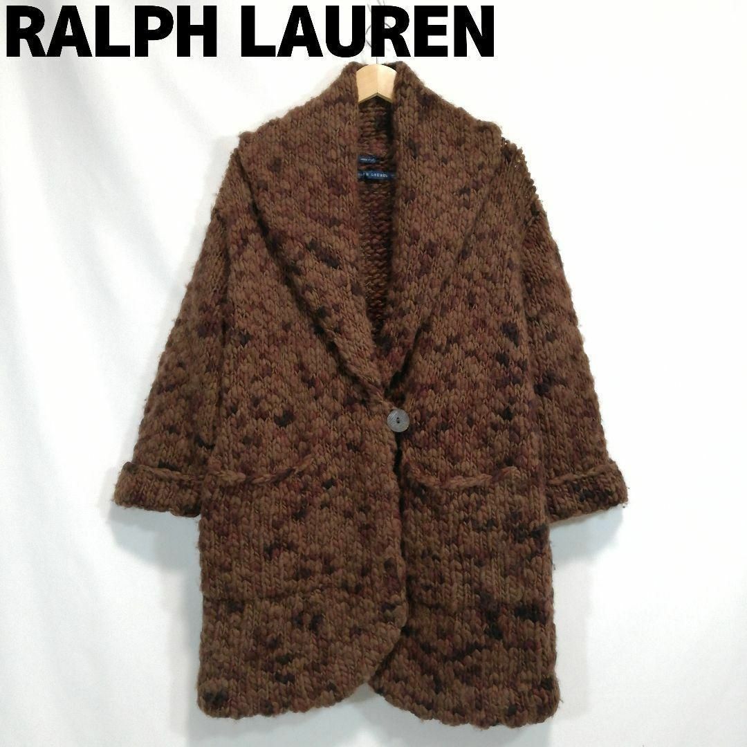 Ralph Lauren(ラルフローレン)のラルフローレン ハンドニット ニットガウン カーディガン ジャケット  ブラウン レディースのトップス(カーディガン)の商品写真