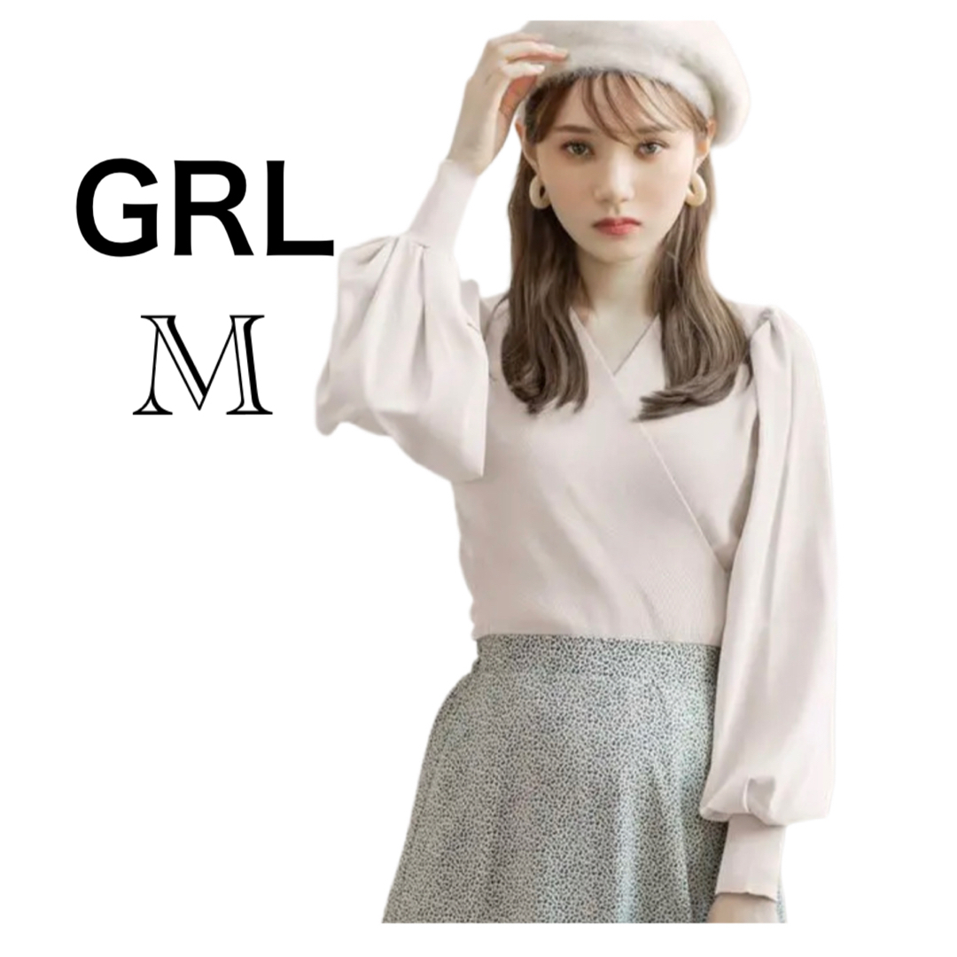 GRL(グレイル)のマーシュ彩 GRL 袖切り替えカシュクールニットトップス　グレイル　カシュクール レディースのトップス(カットソー(長袖/七分))の商品写真