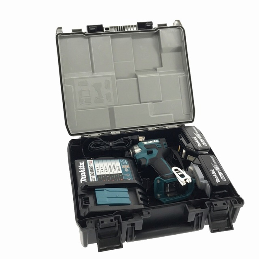 Makita(マキタ)の☆中古美品☆makita マキタ 18V 充電式インパクトドライバ TD173DRGX 青/ブルー バッテリー2個(18V 6.0Ah) 充電器 ケース付 87378 自動車/バイクのバイク(工具)の商品写真