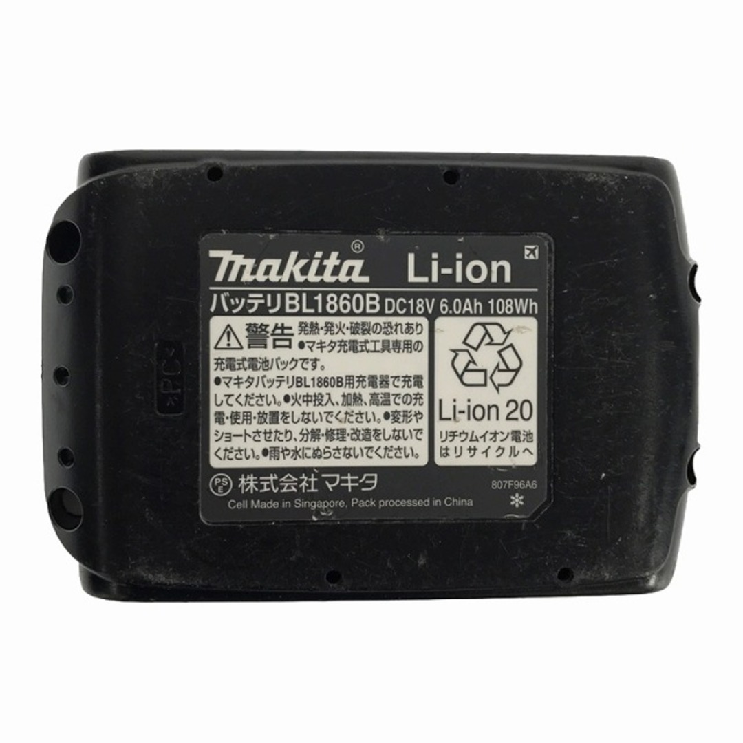 Makita(マキタ)の☆比較的綺麗です☆makita マキタ 18V 6.0Ah 純正 リチウムイオンバッテリー BL1860B 残量表示付 リチウムイオン電池 蓄電池 87395 自動車/バイクのバイク(工具)の商品写真