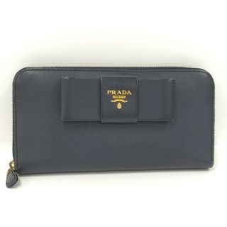 プラダ(PRADA)のPRADA ラウンドファスナー長財布 レザー ネイビー 1ML506(財布)