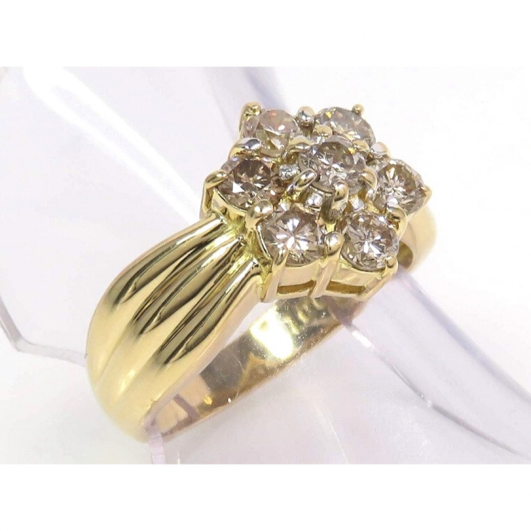 K18 ダイヤモンド1.00ct リング イエローゴールド #10 フラワー レディースのアクセサリー(リング(指輪))の商品写真