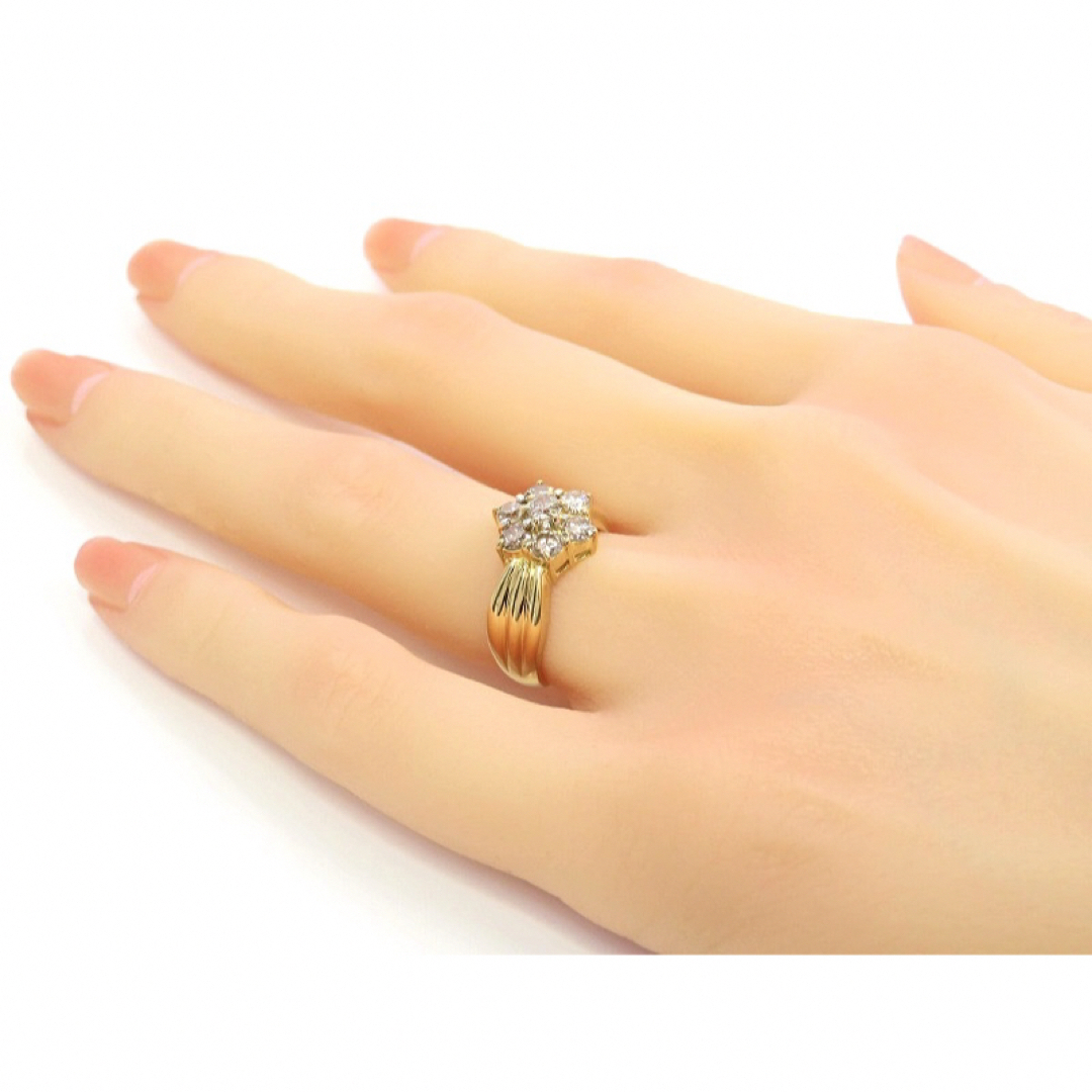 K18 ダイヤモンド1.00ct リング イエローゴールド #10 フラワー レディースのアクセサリー(リング(指輪))の商品写真